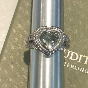 Judith Ripka Sterling Silver Light Green Amethyst Heart Ring